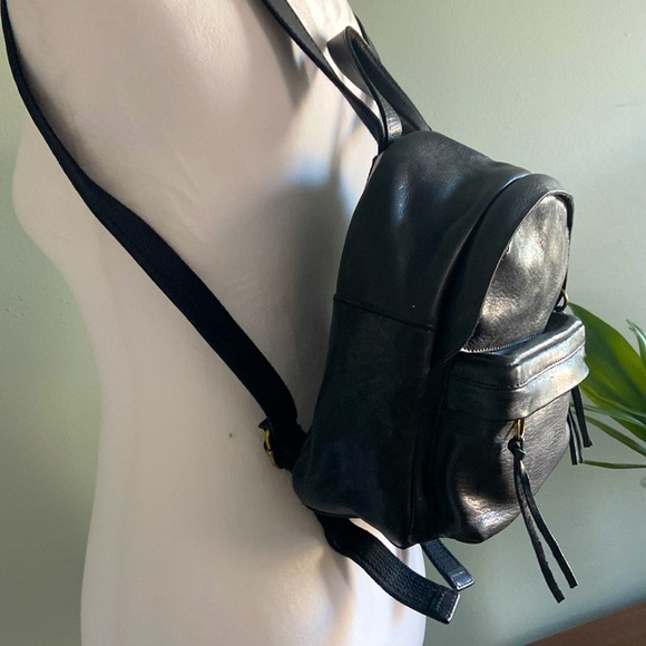NWT Madewell Small Lorimer Backpack Black Leather - Picture 2 of 12